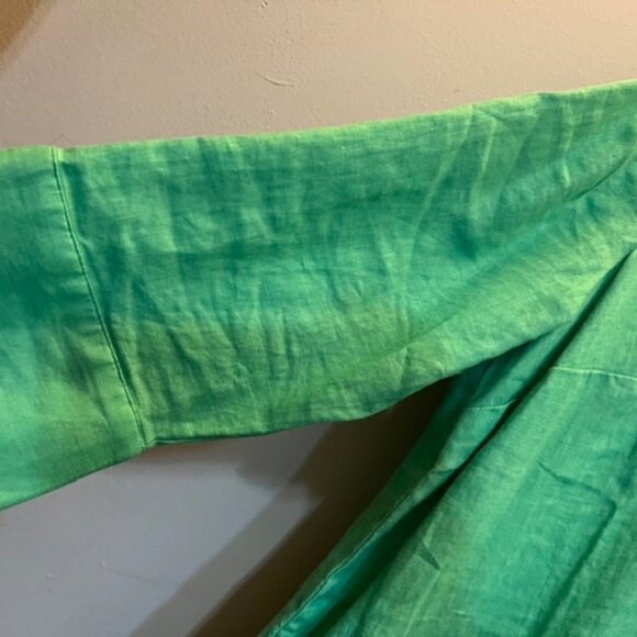 J. Jill Love Linen Shirt Dress Ocean Green Button Down Midi, Size M, NEW - Picture 4 of 12